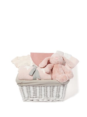 Baby Gift Hamper - 5 Piece Set with Pink Eid Frill Sleepsuit